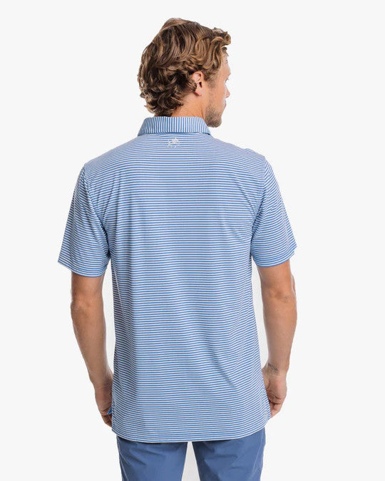 Southern Tide brrr°®-eeze Shores Striped Performance Polo Shirt: Cloud White