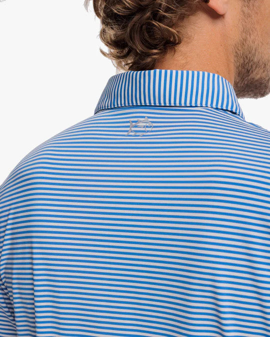 Southern Tide brrr°®-eeze Shores Striped Performance Polo Shirt: Cloud White