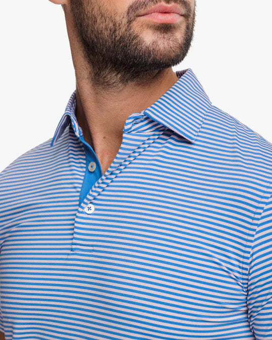 Southern Tide brrr°®-eeze Shores Striped Performance Polo Shirt: Rose Blush