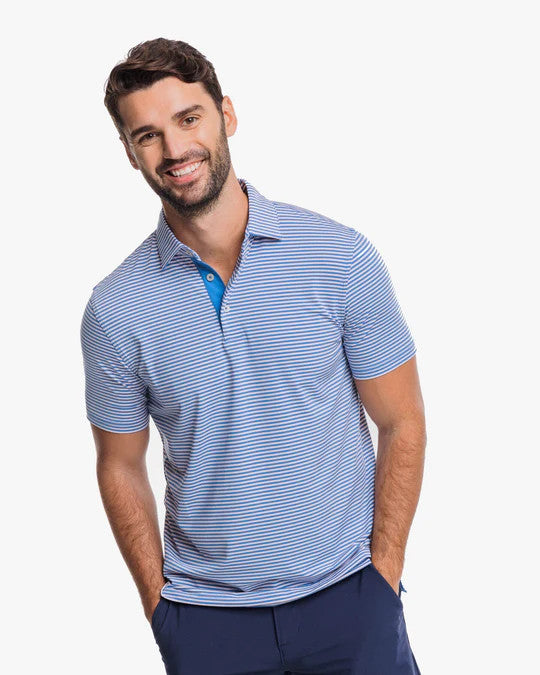 Southern Tide brrr°®-eeze Shores Striped Performance Polo Shirt: Rose Blush