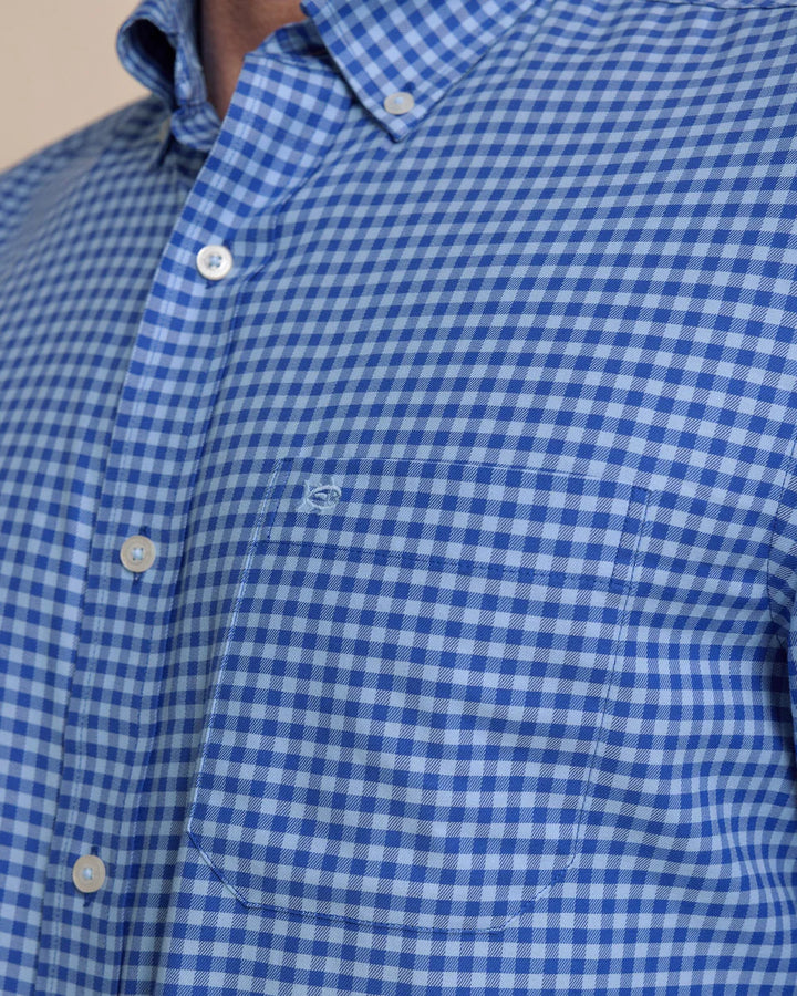 Southern Tide Silver Lake Plaid Skipjack Sport Shirt: Surf Blue
