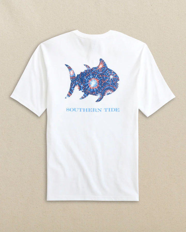 Southern Tide Skipjack Fill Fireworks Short Sleeve T-shirt: Classic White