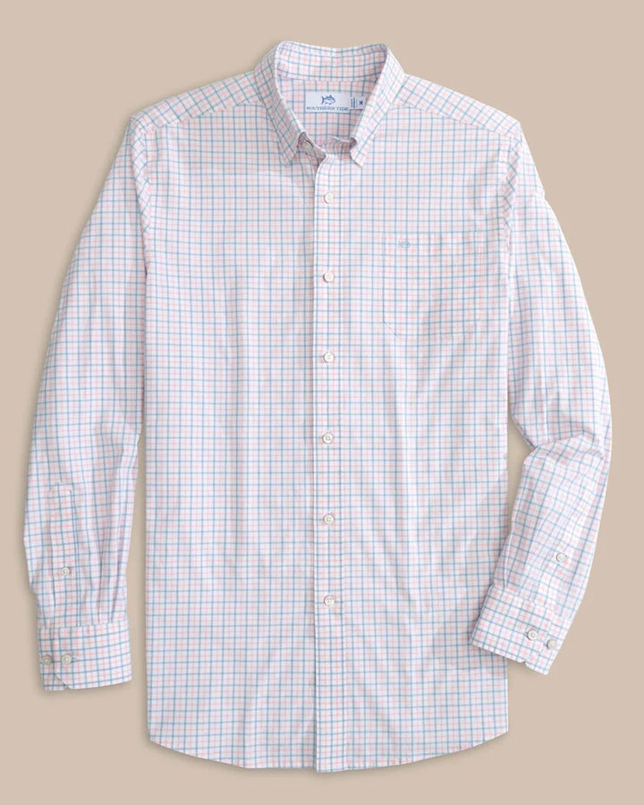 Southern Tide Charleston Larkin Check Long Sleeve Sport Shirt: Pale Rosette Pink