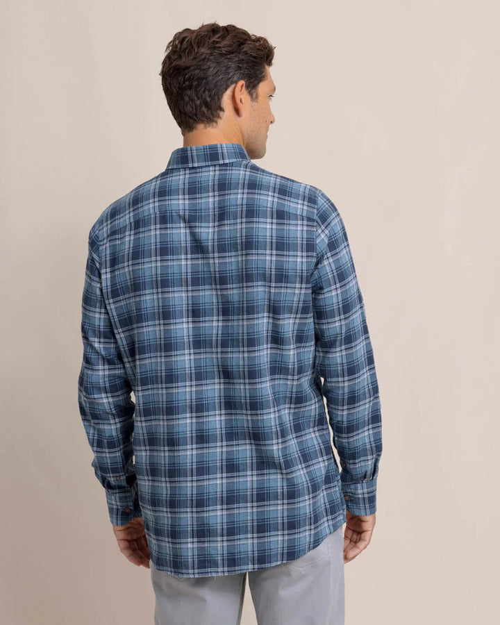 Southern Tide Stillwater Plaid Long Sleeve Sport Shirt: Sea Blue