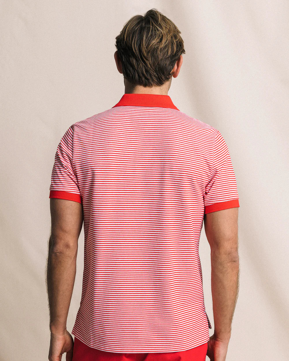 Southern Tide Striped Skipjack Polo: Channel Marker Red