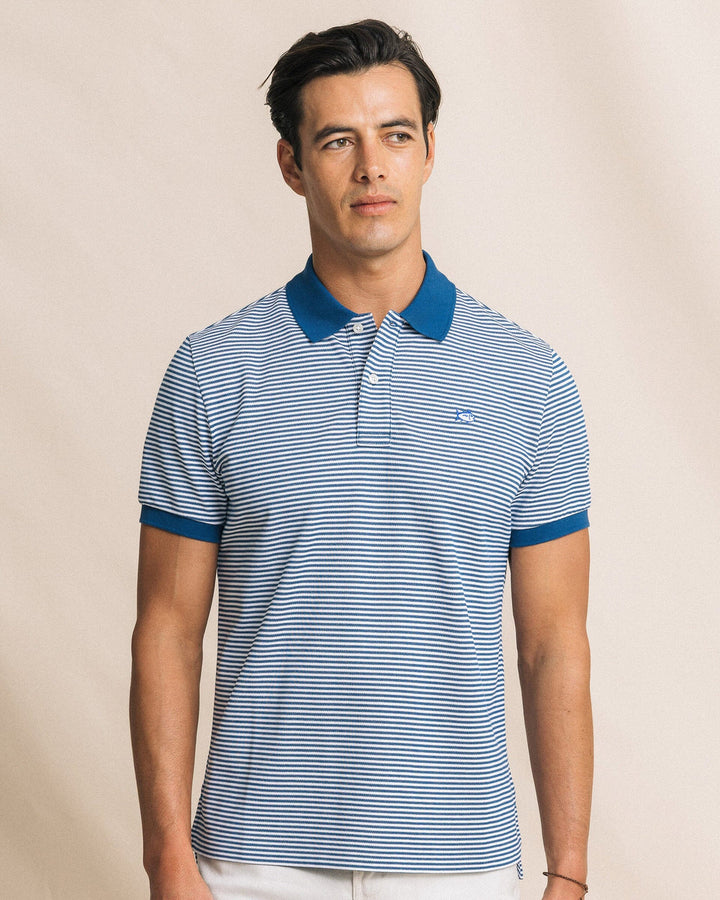 Southern Tide Striped Skipjack Polo: Nautical Blue