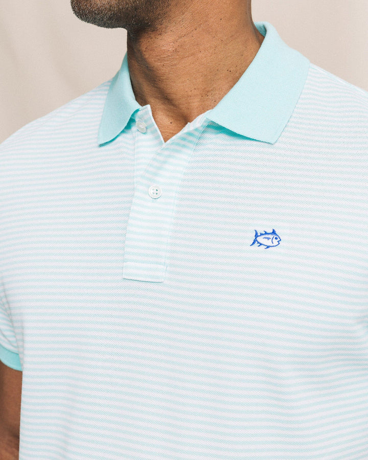 Southern Tide Striped Skipjack Polo: Shore Blue