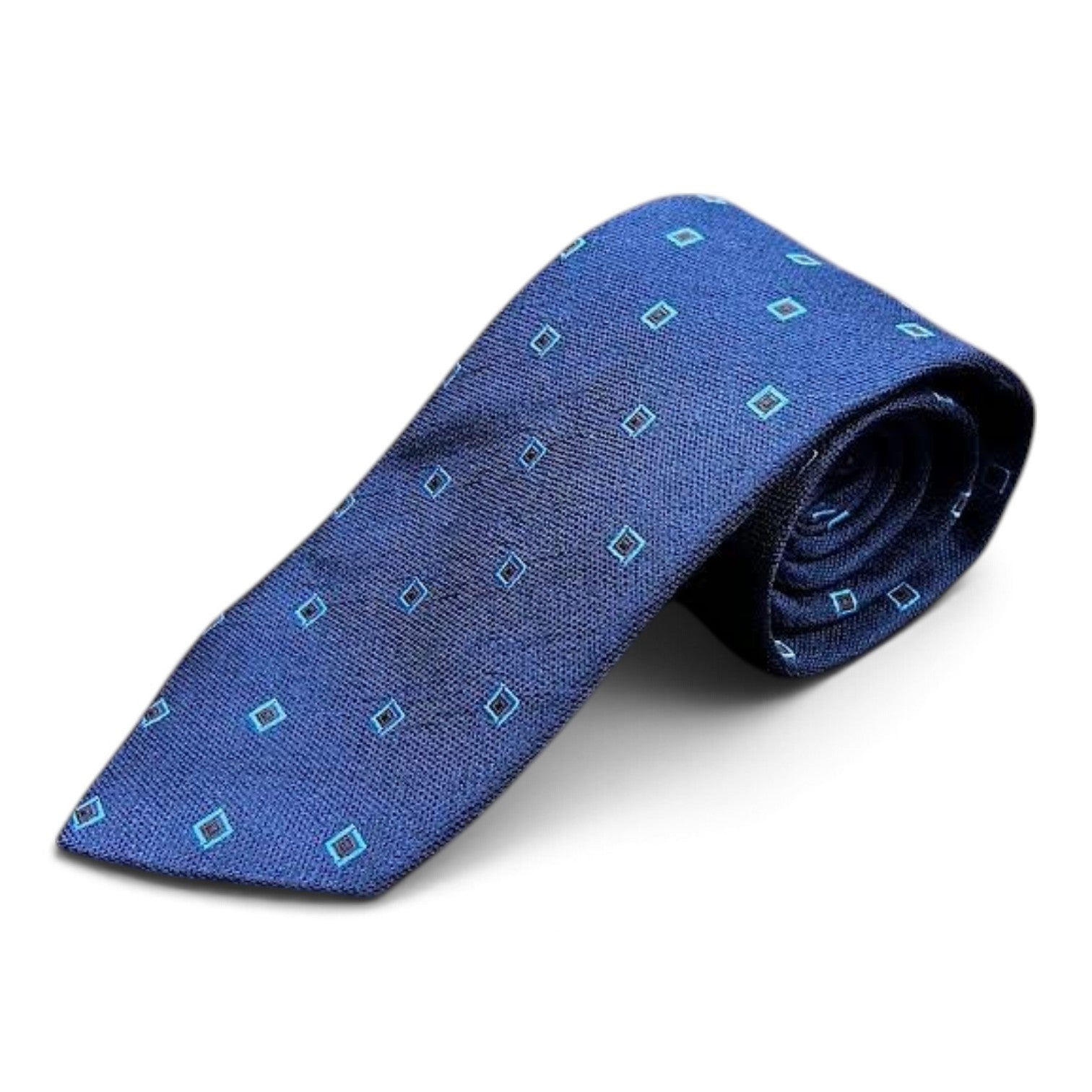 Seaward and Stearn Geometric Square Tie: Dark Blue – Craig Reagin
