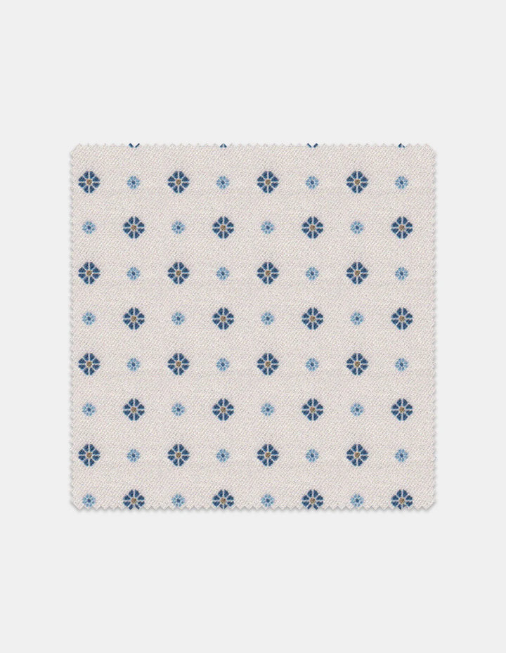 Stantt Ice Blue and Midnight on Ecru Geo Print Dress Shirt