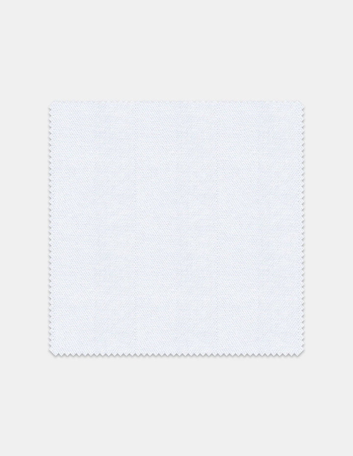 Stantt Ready To Wear White Herringbone Dress Shirt with Light Blue Button: Cutaway Spread Collar