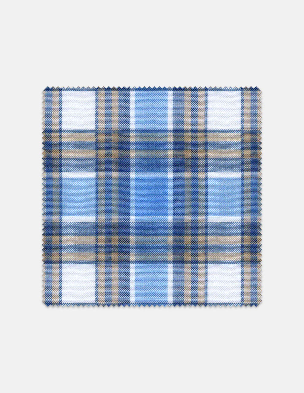 Stantt Tencel Cornflower Blue and Khaki Check Sport Shirt