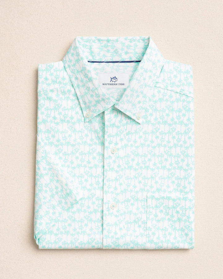 Southern Tide Talk to The Palm Coastal Breeze Short Sleeve Sport Shirt: Shore Blue