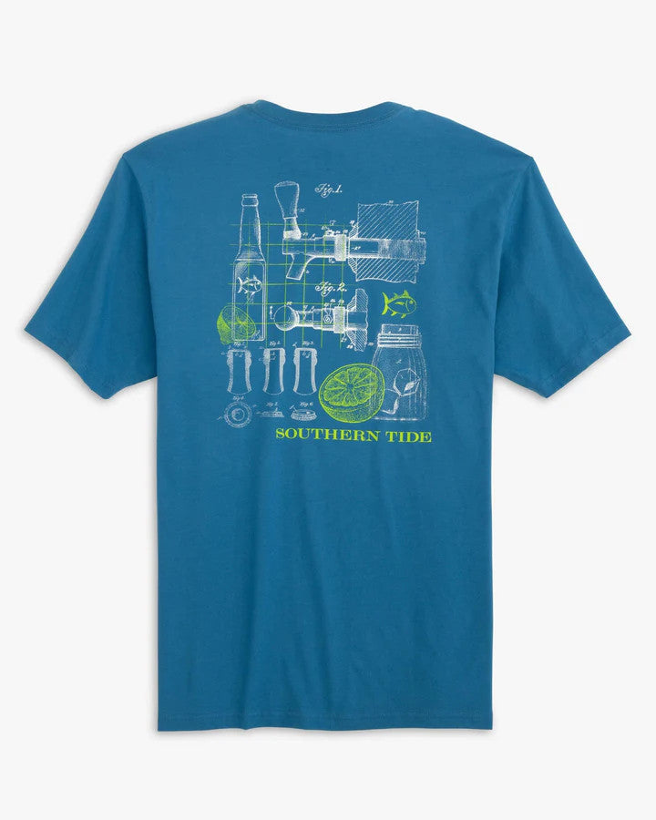 Southern Tide Tap Schematic T-Shirt: Atlantic Blue