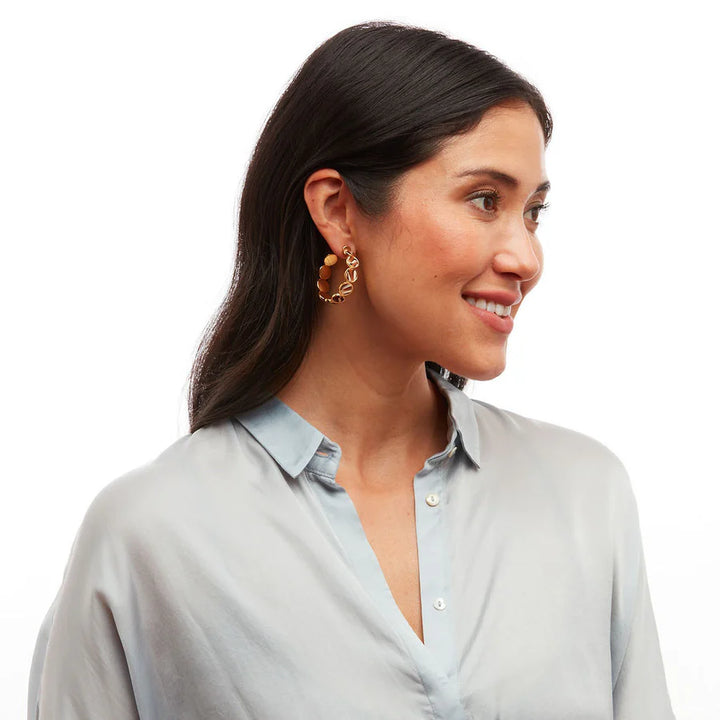 Brackish Multi Bezel Hoop Earring: Tiger