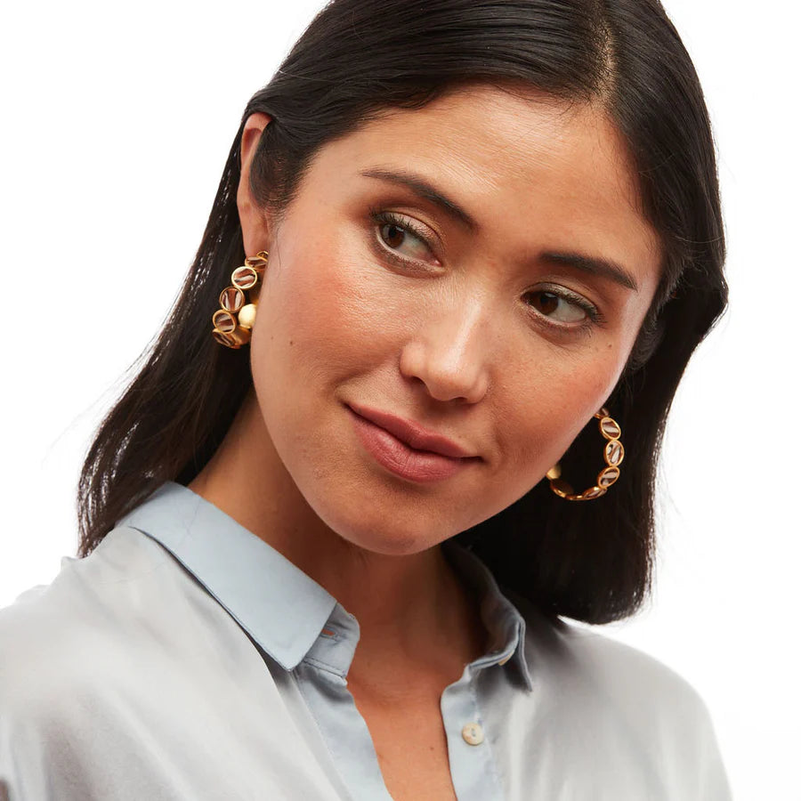Brackish Multi Bezel Hoop Earring: Tiger
