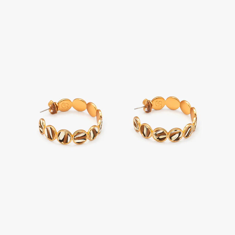 Brackish Multi Bezel Hoop Earring: Tiger