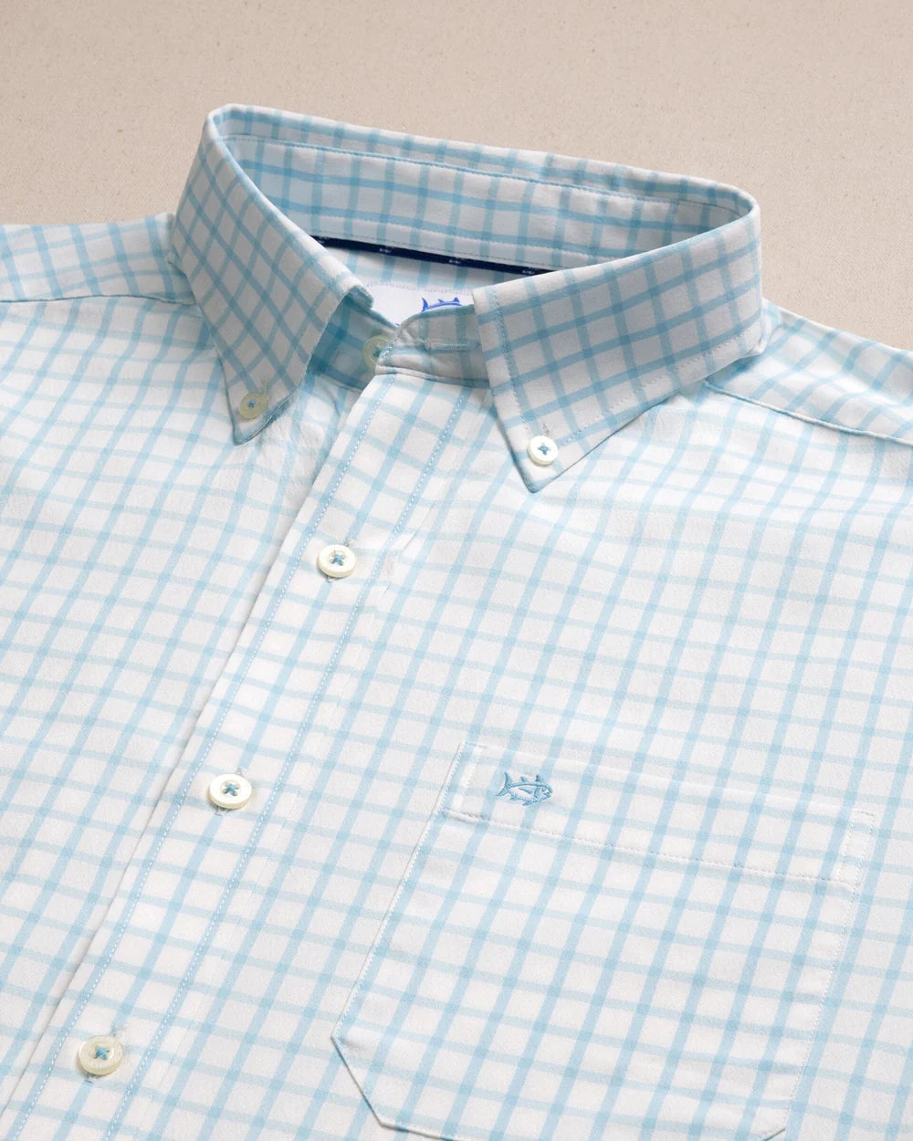 Southern Tide Tradewind Tattersall Coastal Breeze Sport Shirt: Tropical Breeze Blue