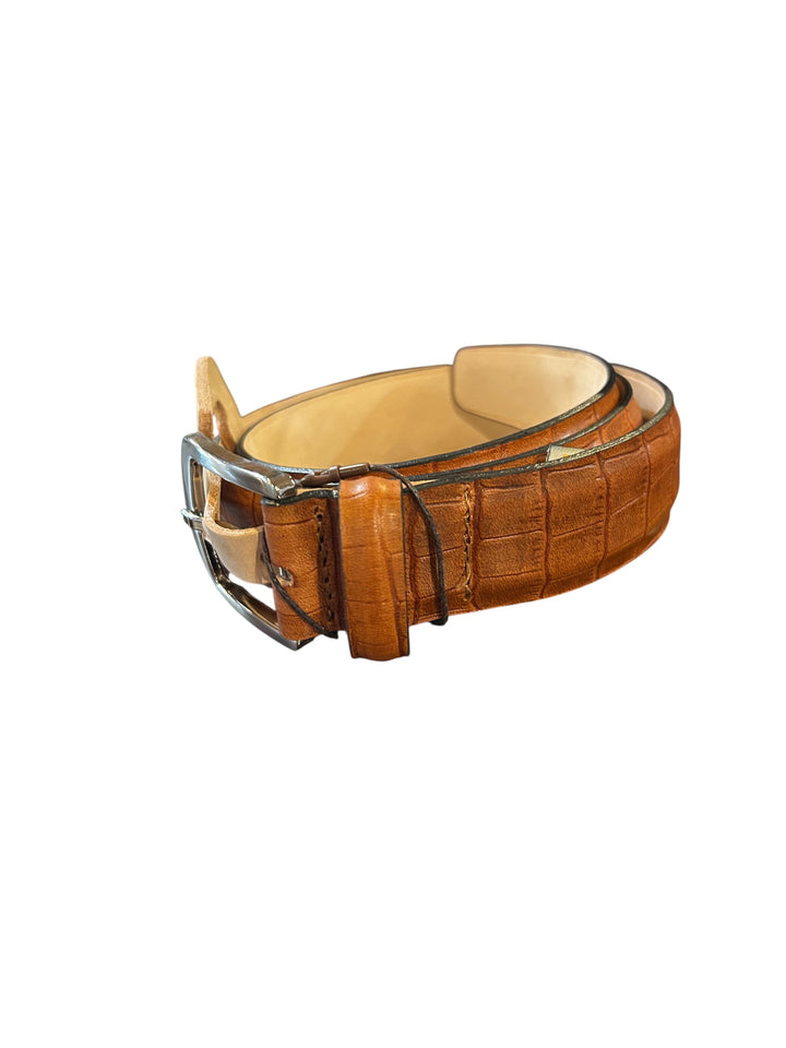 T.B. Phelps Woodside Gator Belt: Whiskey