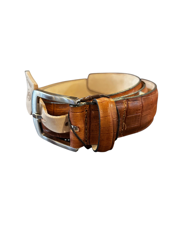 T.B. Phelps Woodside Gator Belt: Whiskey