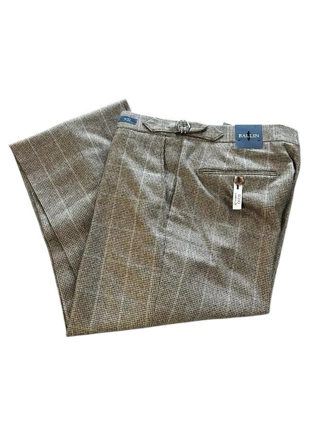 Ballin EZ Shetland Houndstooth Window Dress Pants: Tan Mix