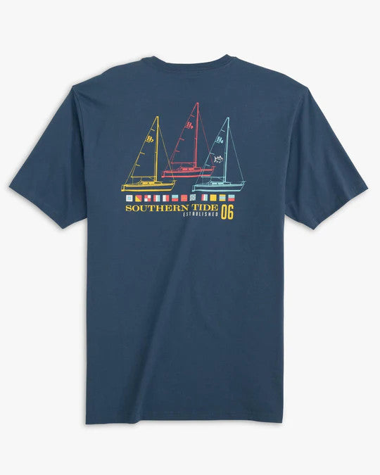 Southern Tide Tri Sailboat T-Shirt: Aged Denim