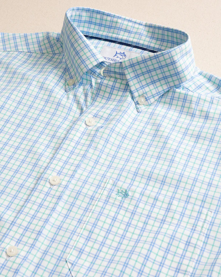 Southern Tide Turnberry Plaid Intercoastal Long Sleeve Sport Shirt: Boat Blue