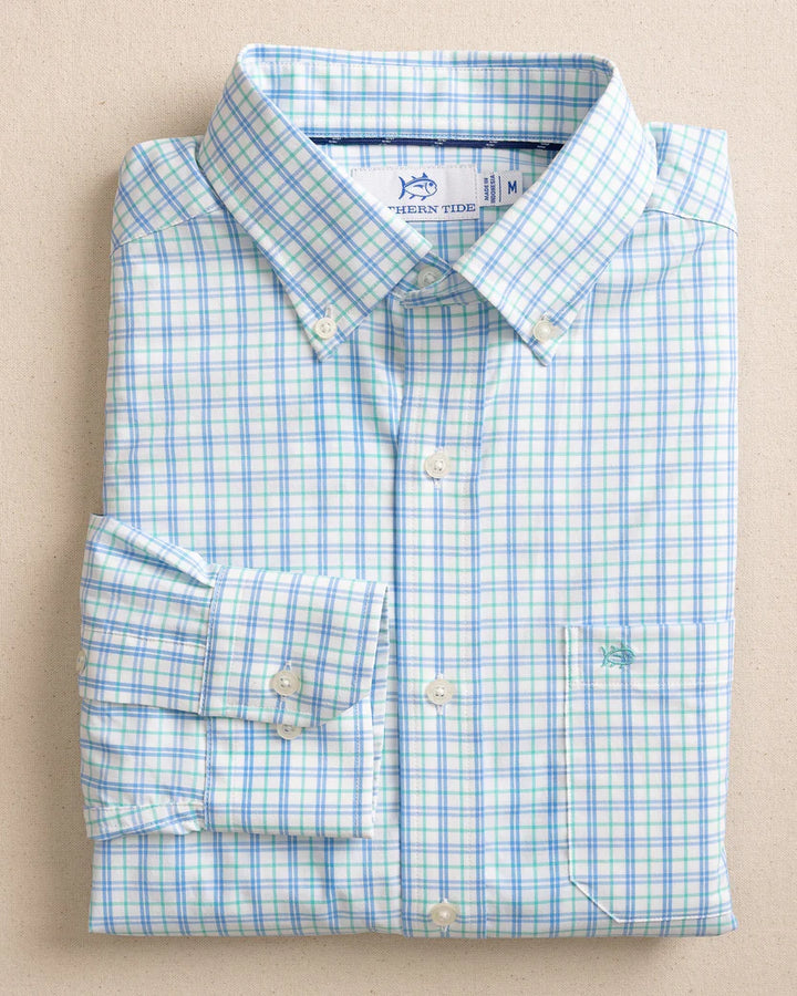 Southern Tide Turnberry Plaid Intercoastal Long Sleeve Sport Shirt: Boat Blue