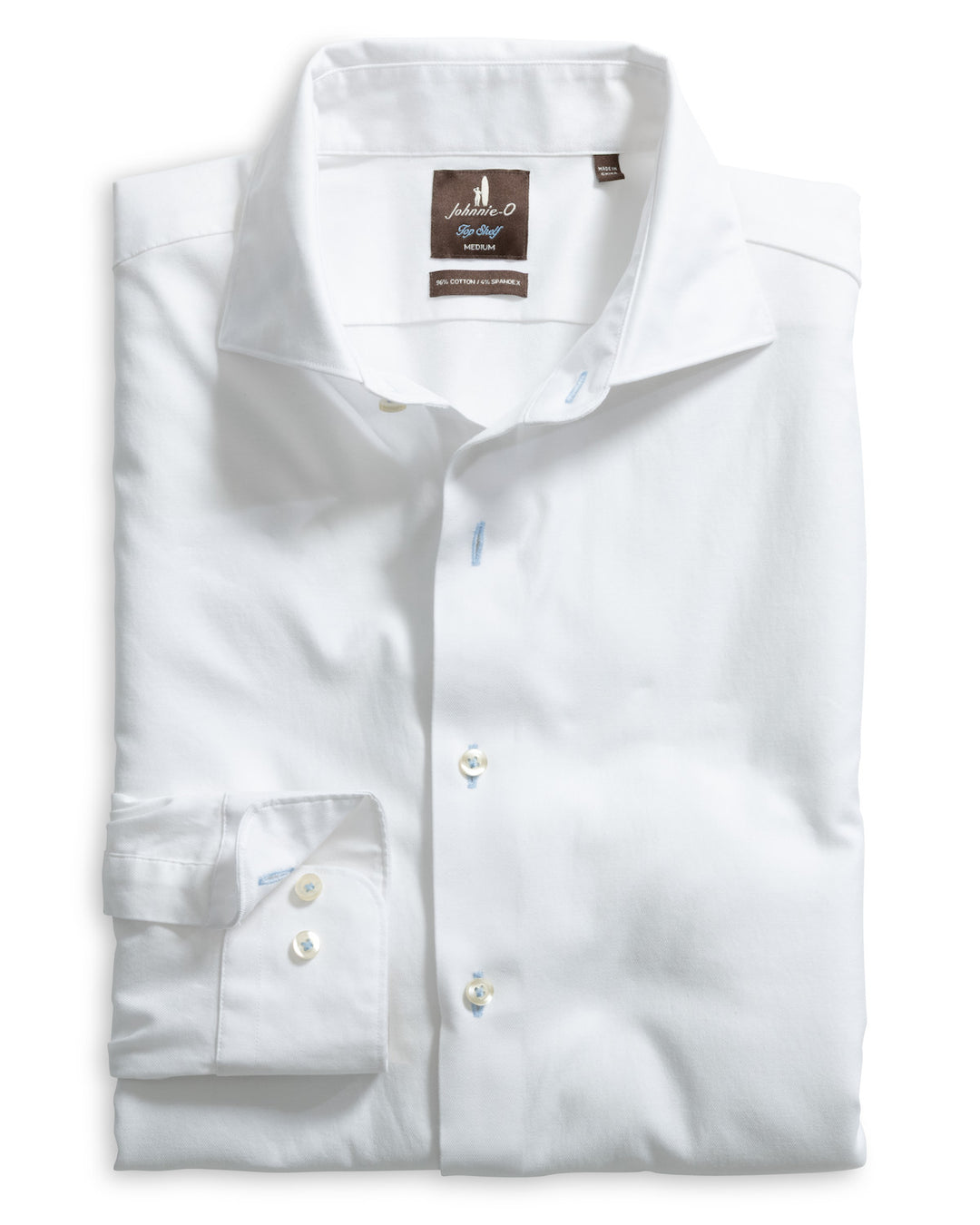 Johnnie-O Top Shelf Stretch Twill Solid Button Up Shirt: White