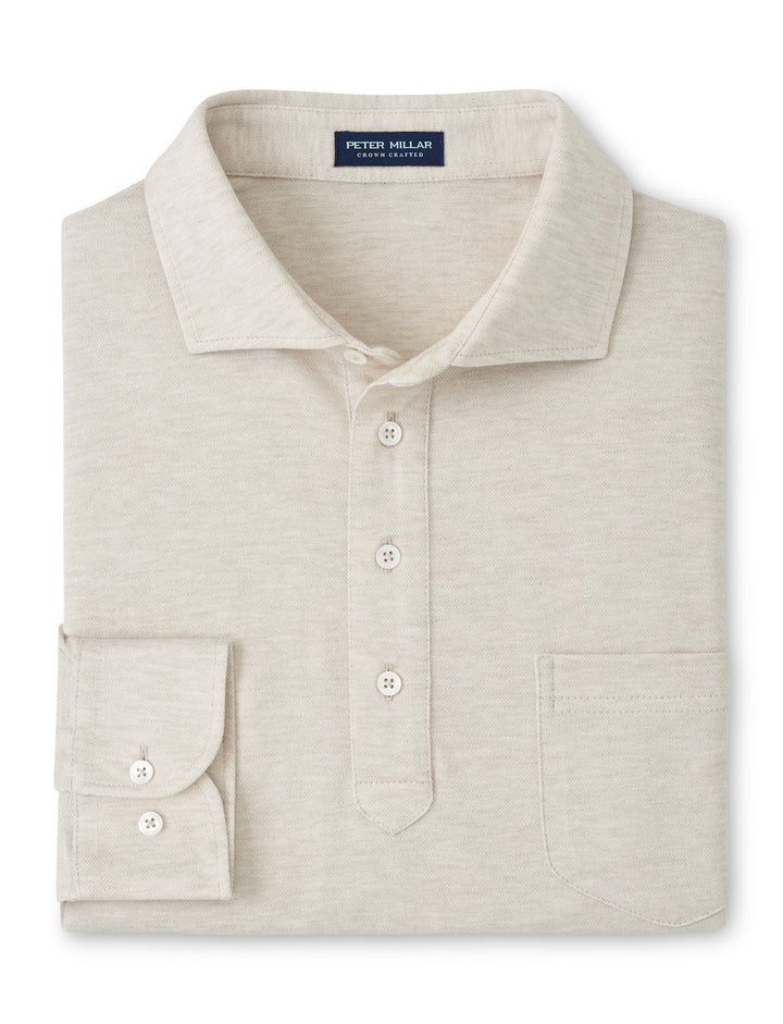Peter Millar Crown Crafted Amble Long-Sleeve Cotton Cashmere Polo: Barley