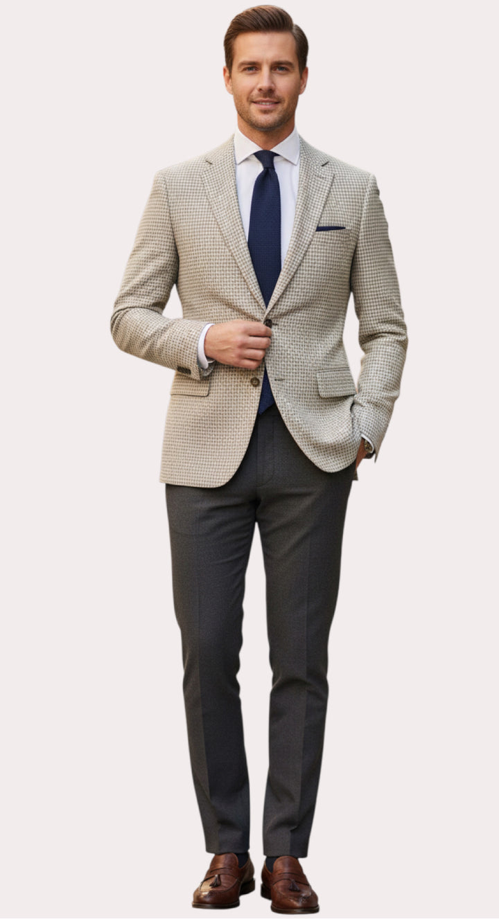 Paul Betenly Modern Soft Sport Coat: Tan Houndstooth