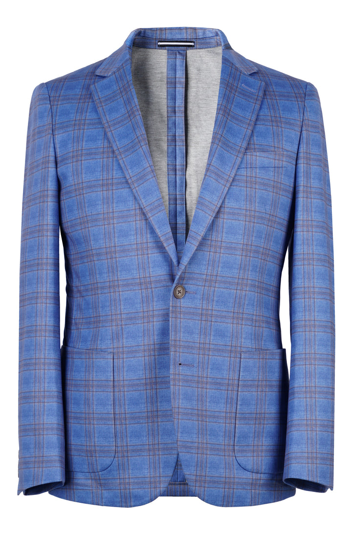 Paul Betenly Modern Soft Sport Coat: Blue/Brown Plaid