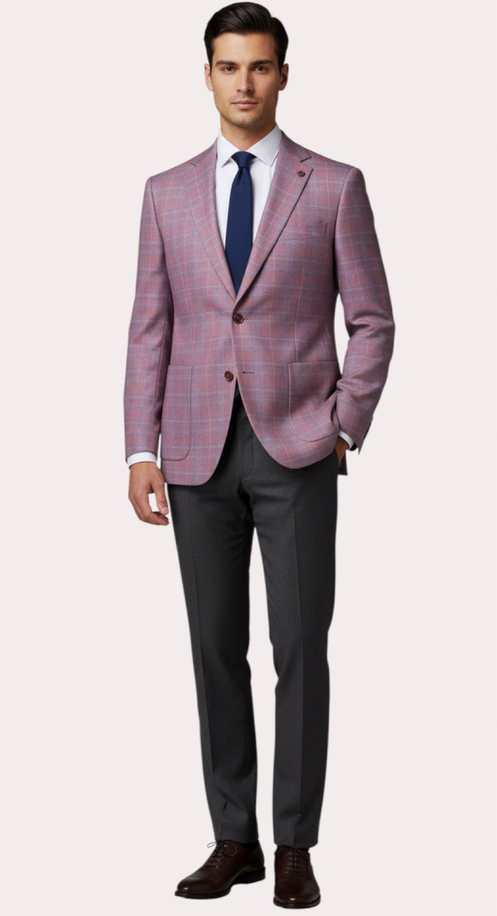 Paul Betenly Modern Soft Sport Coat: Pink/Blue Plaid