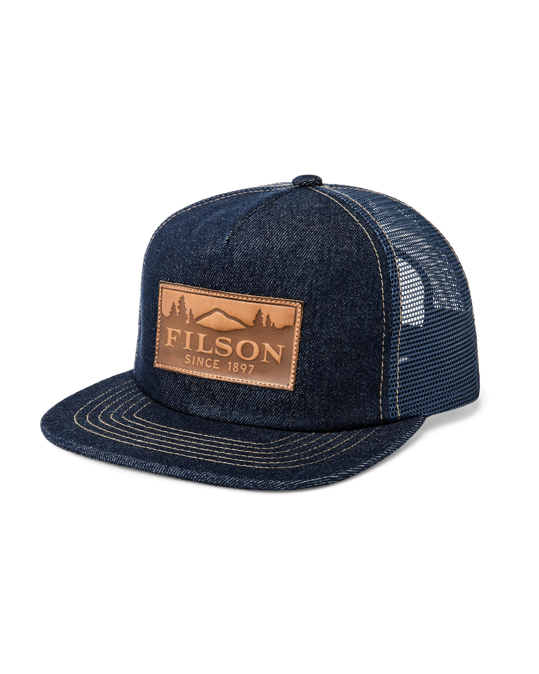 Filson Scenic Graphic Trucker Mesh Cap: Indigo