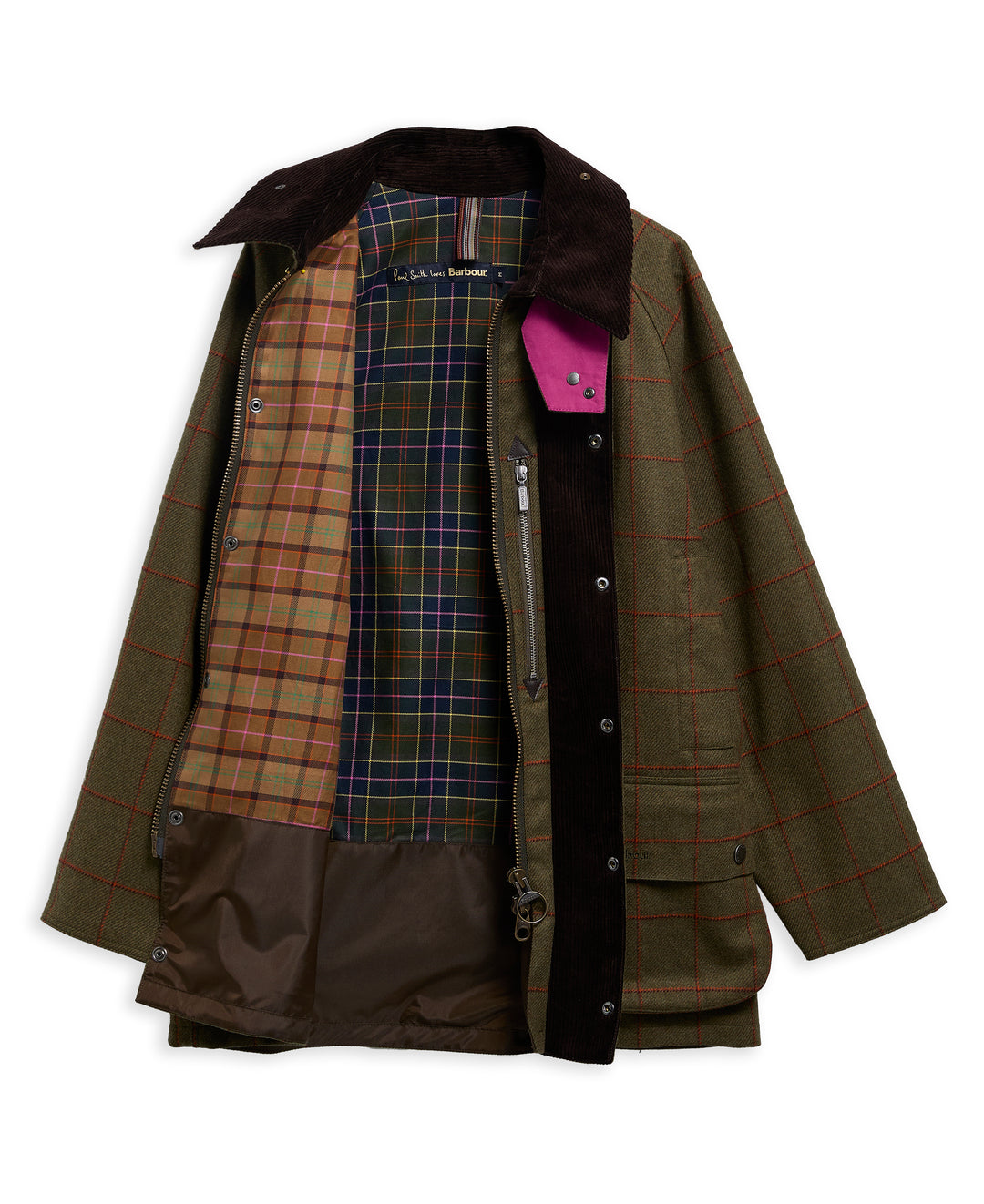 Barbour x Paul Smith Beaufort Wool Jacket: Olive Windowpane