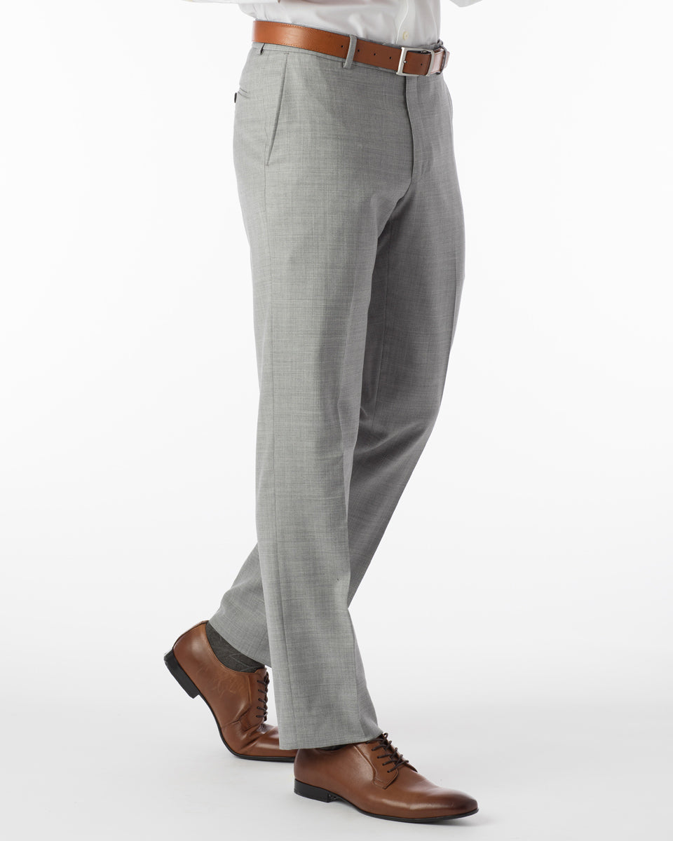 Ballin Comfort-"eze" Super 120's 4 Harness Serge Dress Pant: Light Grey