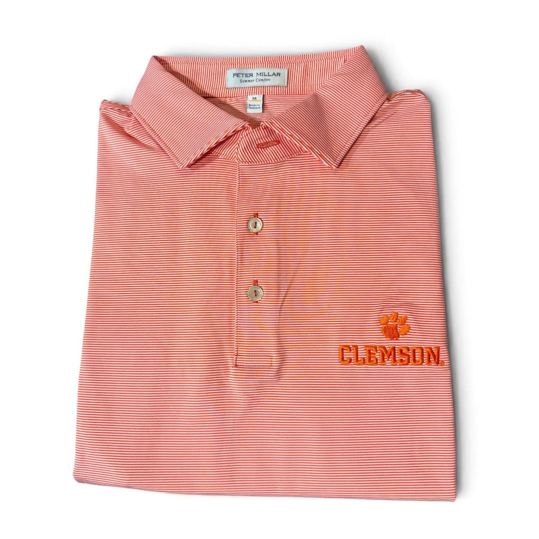 Peter Millar Clemson Text Jubilee Performance Jersey Polo: Orange