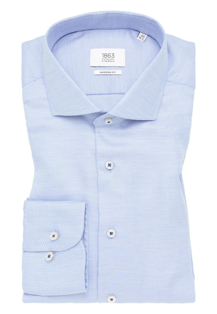 Eterna Modern Fit Structured Twill Modern Fit Kent Collar Dress Shirt: Light Blue