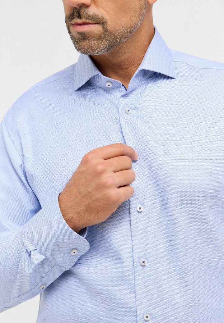 Eterna Modern Fit Structured Twill Modern Fit Kent Collar Dress Shirt: Light Blue