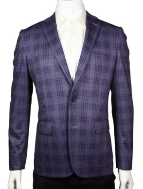 Paul Betenly Modern Soft Sport Coat: Purple/Blue Plaid