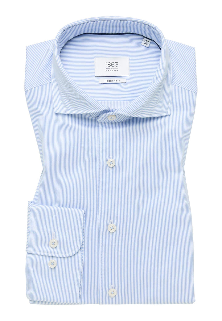 Eterna Soft Luxury Shirt Micro Stripe Modern Fit Cutaway Collar: Sky
