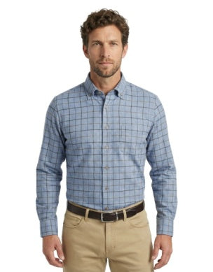 Scott Barber Cotton Cashmere Flannel Shirt: Blue