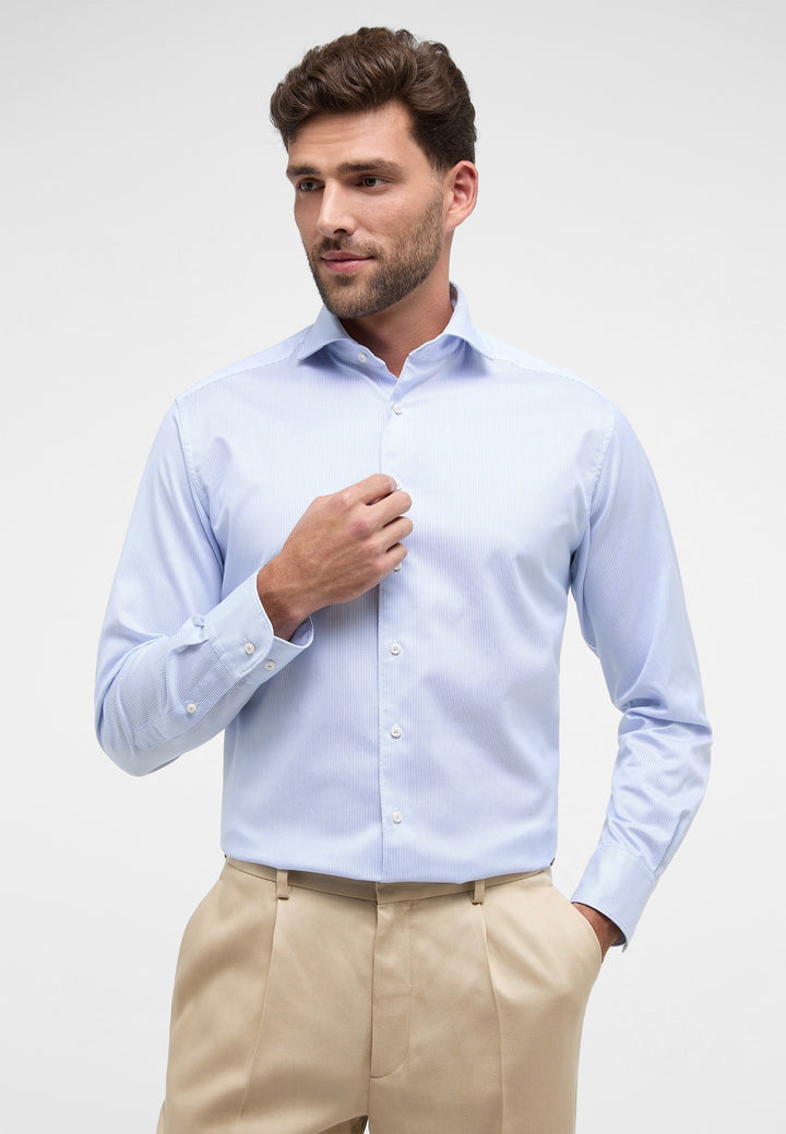 Eterna Soft Luxury Shirt Micro Stripe Modern Fit Cutaway Collar: Sky