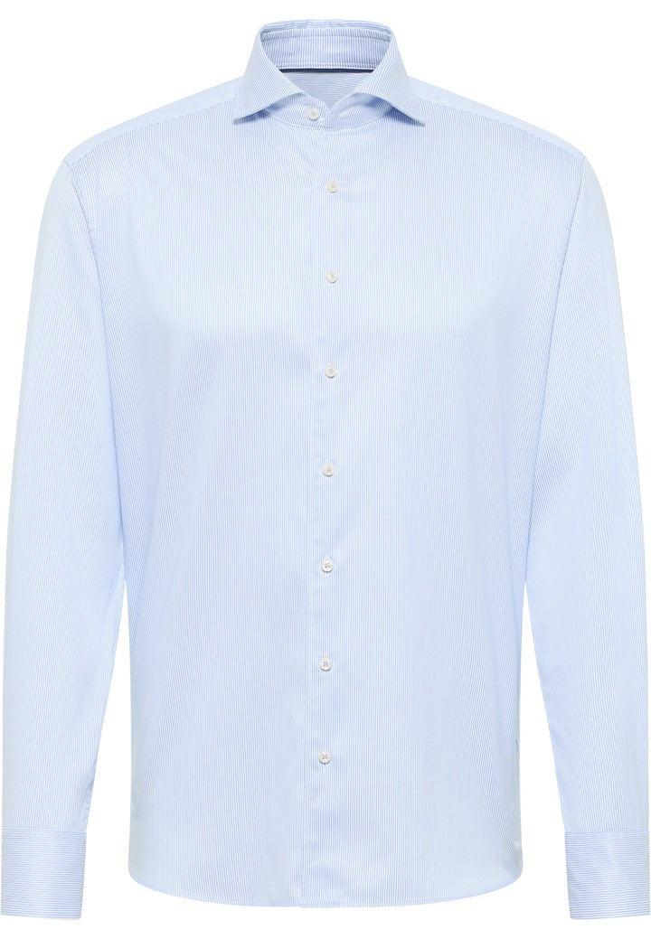 Eterna Soft Luxury Shirt Micro Stripe Modern Fit Cutaway Collar: Sky