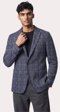 Paul Betenly Modern Soft Sport Coat: Blue/White Plaid