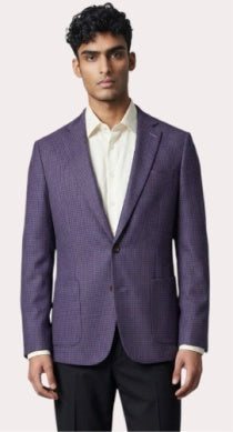 Paul Betenly Modern Soft Sport Coat: Purple/Blue Check