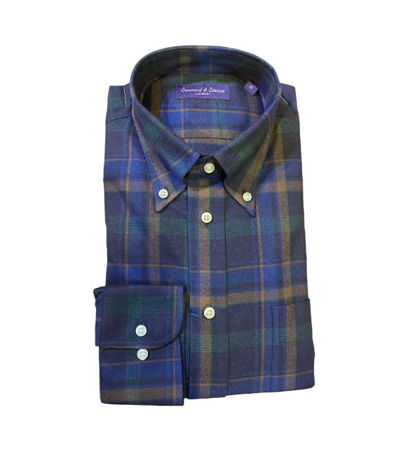 Seaward and Stearn Navy Brushed Flannel Plaid