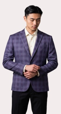 Paul Betenly Modern Soft Sport Coat: Purple/Blue Plaid