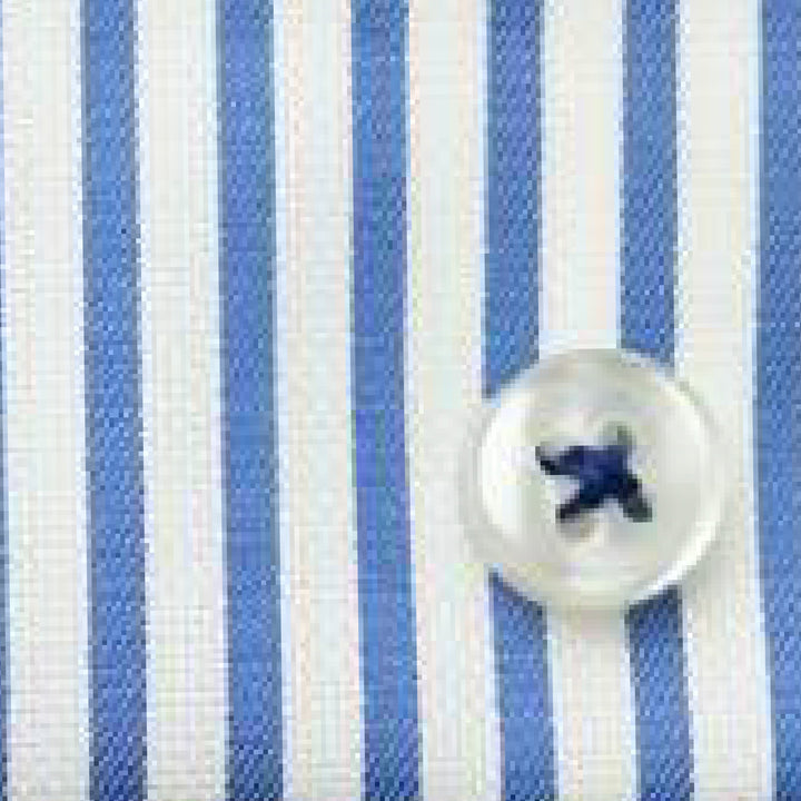 Eterna Italian Striped Poplin Modern Fit Kent Collar Dress Shirt: Blue