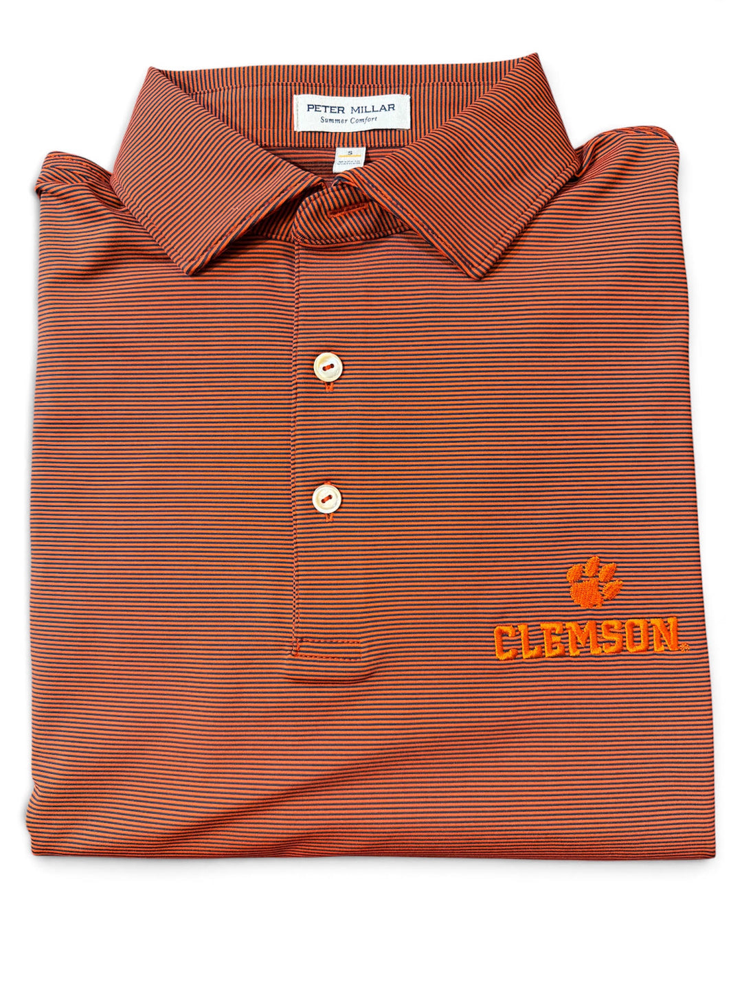 Peter Millar Clemson Text Jubilee Performance Jersey Polo: Orange/Navy