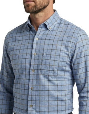 Scott Barber Cotton Cashmere Flannel Shirt: Blue